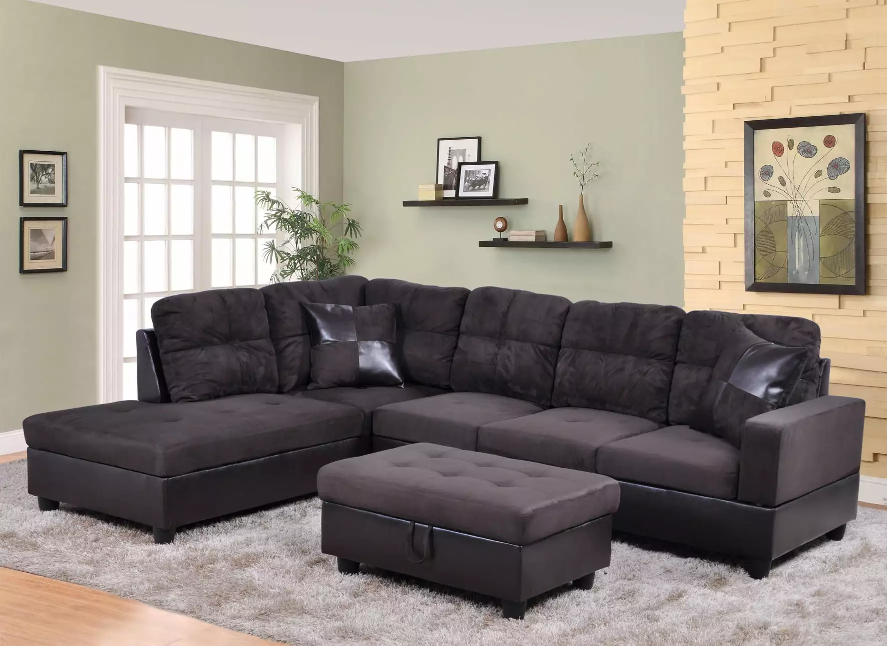 Lifestyle Furniture LF105A Avellino Left Hand Facing Sectional Sofa Dark Chocolate
