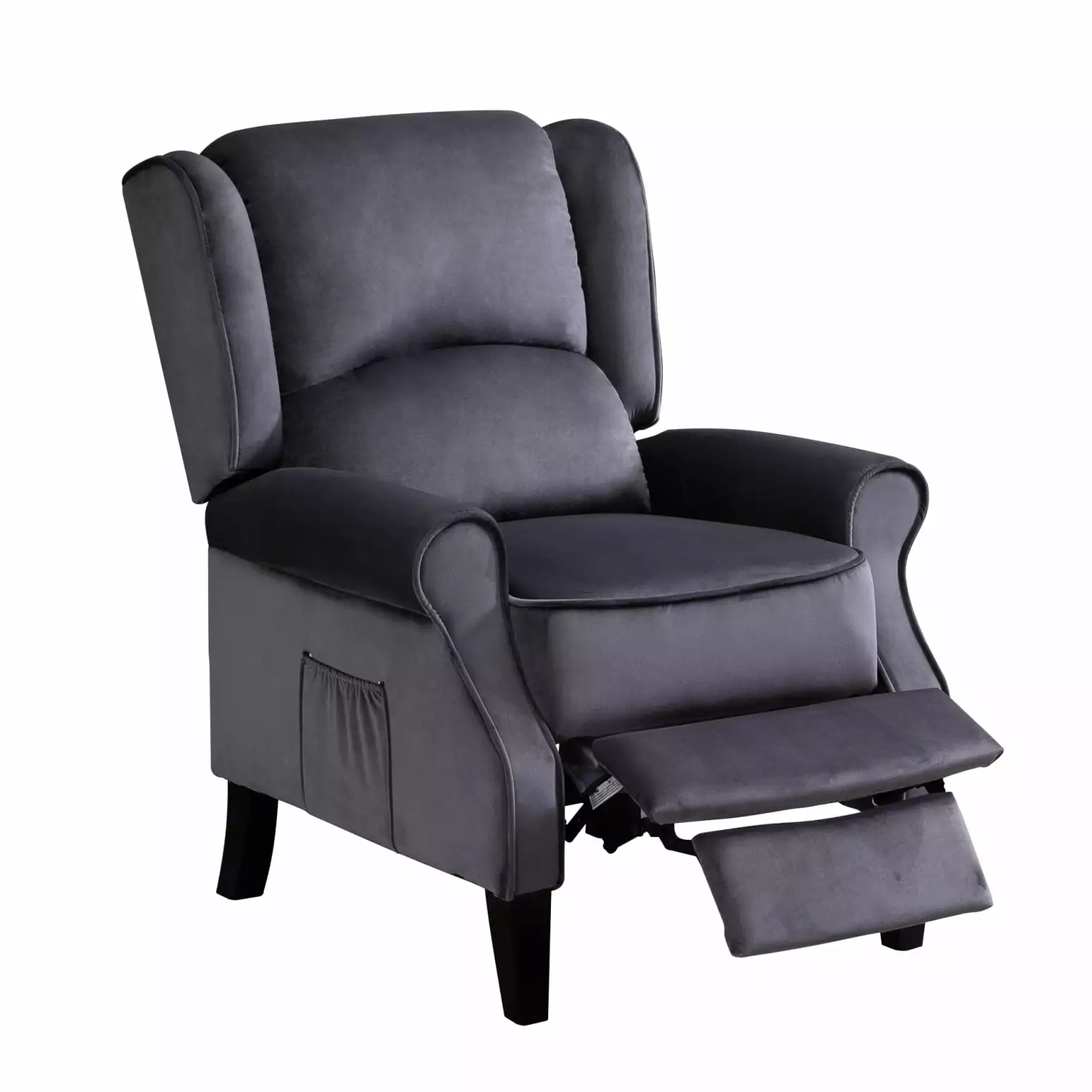 Sleek Grey Fabric Modern Golden Upholstered Leisure Recliner Chair Adjustable Backrest HATNOKIL
