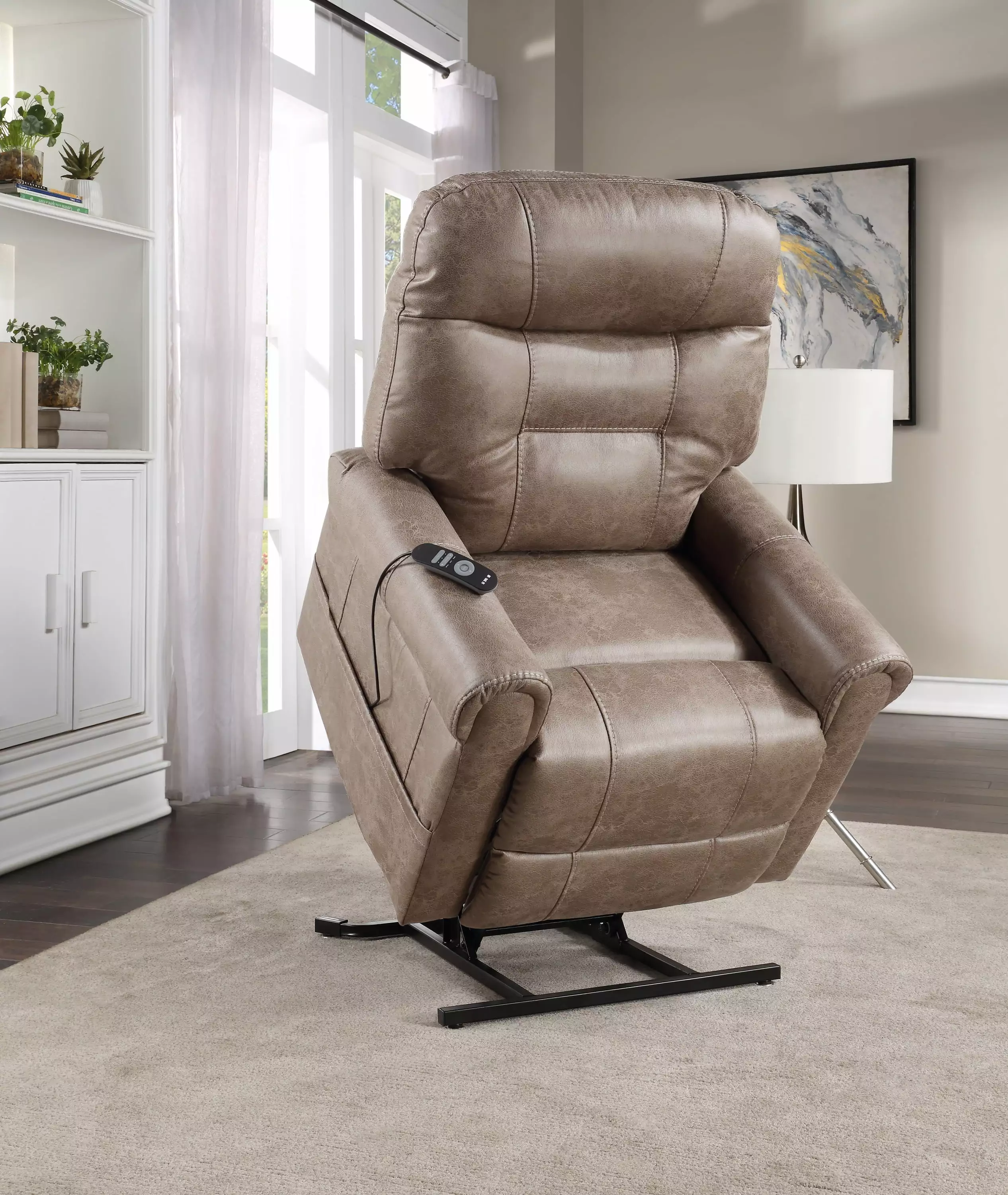 Classic Rolled Arm Power Lift-Chair Recliner Heat, Adjustable Massage, Plush Seating, High-Grade Polyester Fabric Best Fur...