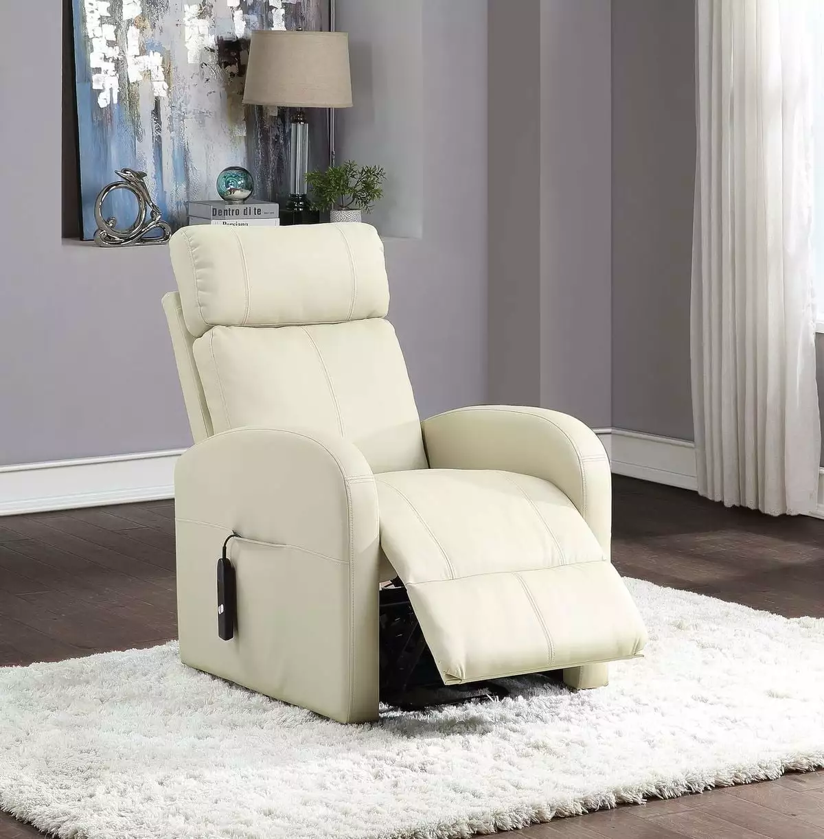DeeHome ACME Ricardo Power Lift Recliner Beige PU Leather 59499