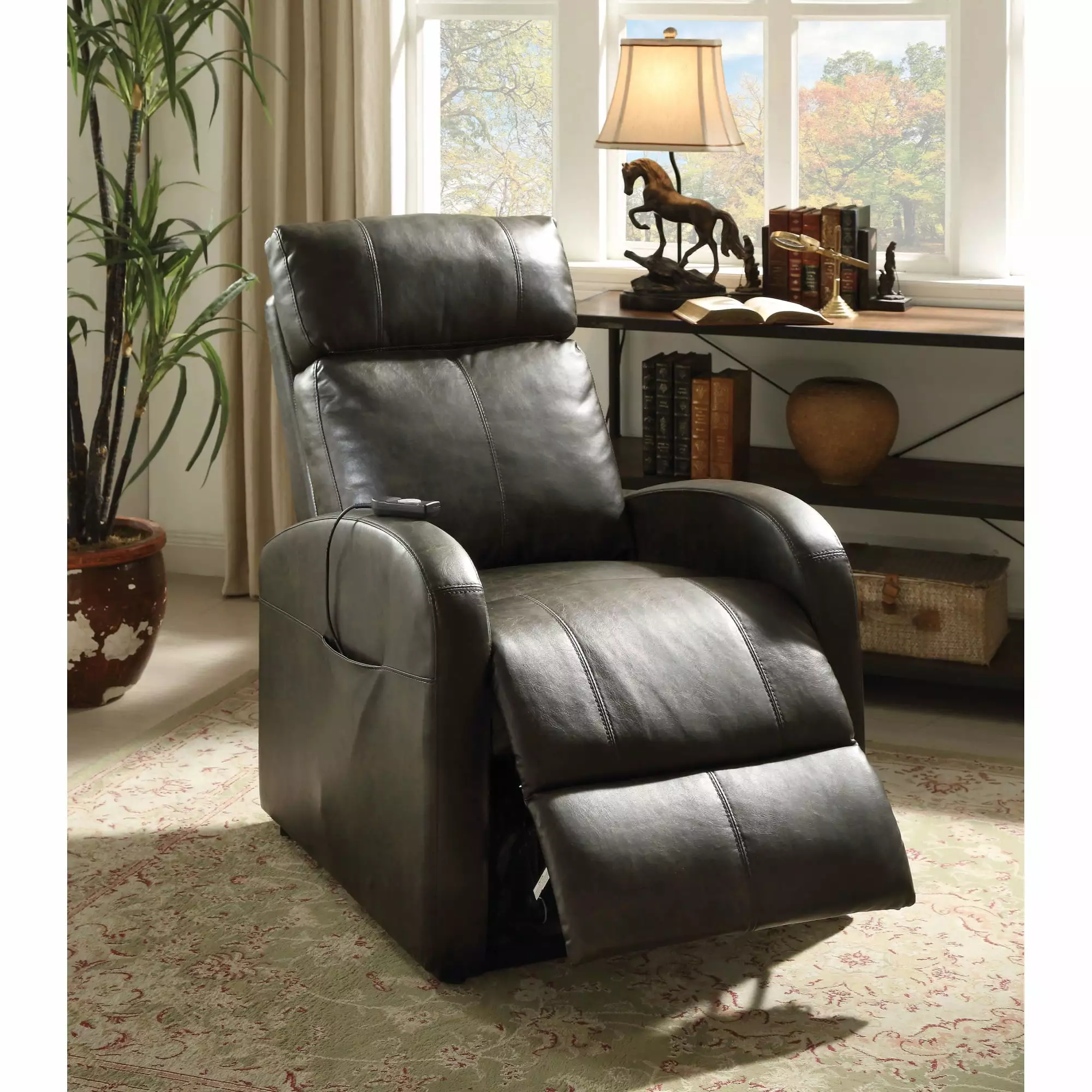 Ergode Power Lift Recliner Chair Brown PU Leather Upholstery