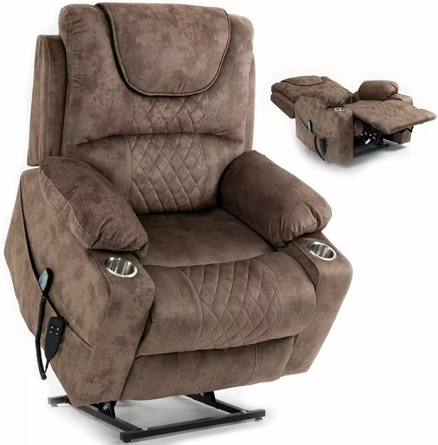 25in Extra Wide Recliner Chair Adults - Adjustable Power Lift Chair Living Room and Elderly Sleeping Chair Brown Velvet HBUI