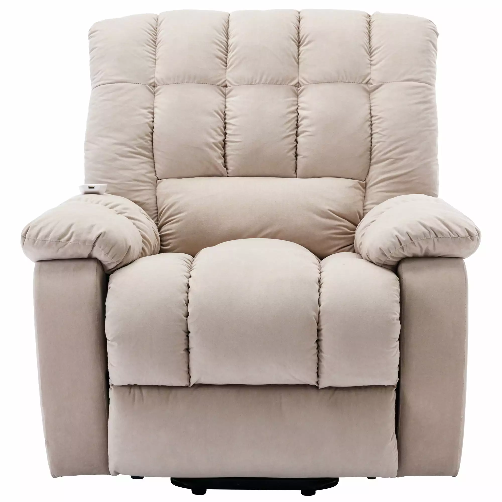 CoSoTower Massage Recliner Chair Electric Power Lift Recliner Chairs Heat Vibration Side Pocket Living Room Bedroom Beige