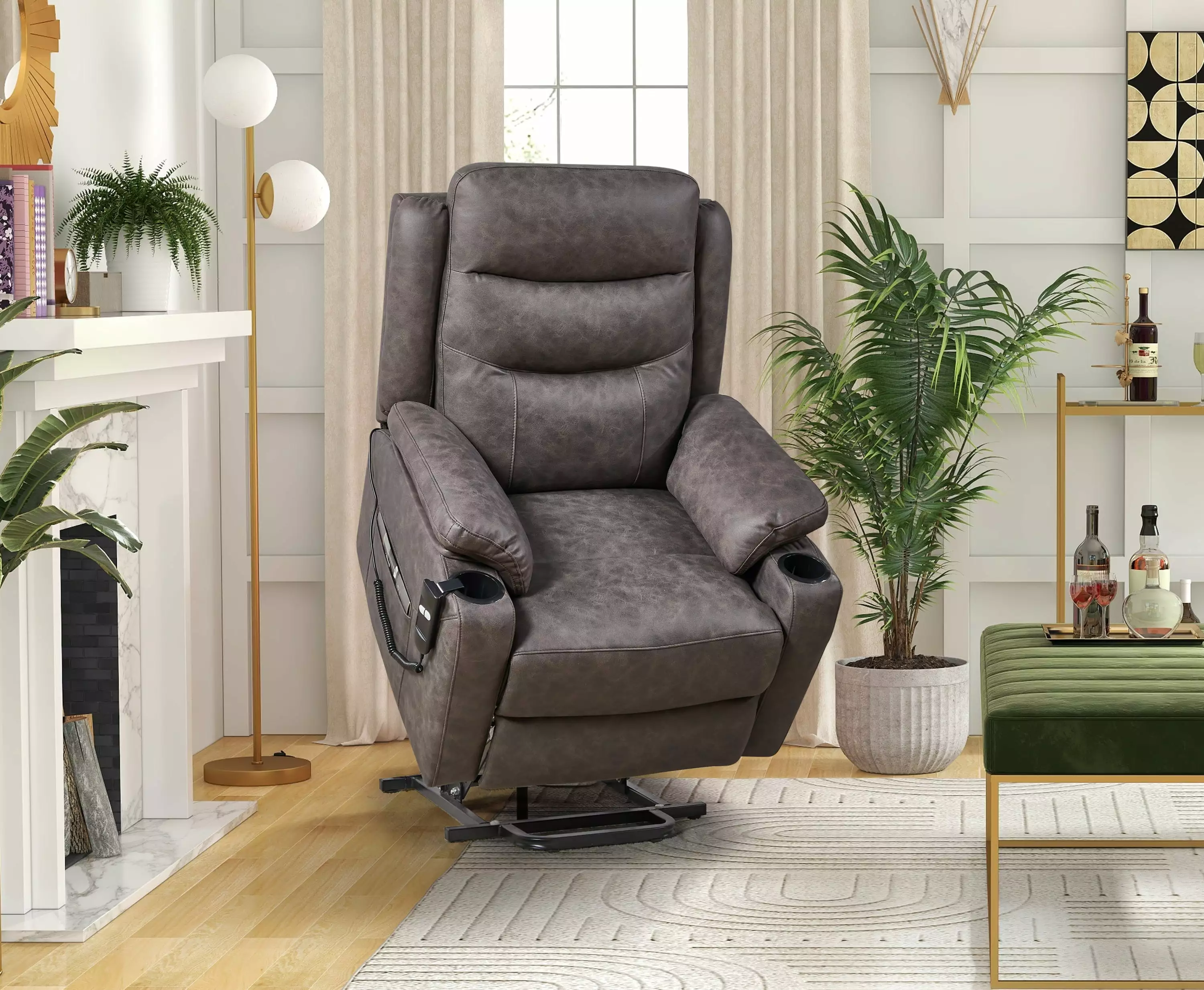 Safa Power Lift Suede Fabric Recliner Chair Gray - Comfortable Lift Chair Go Green Woods