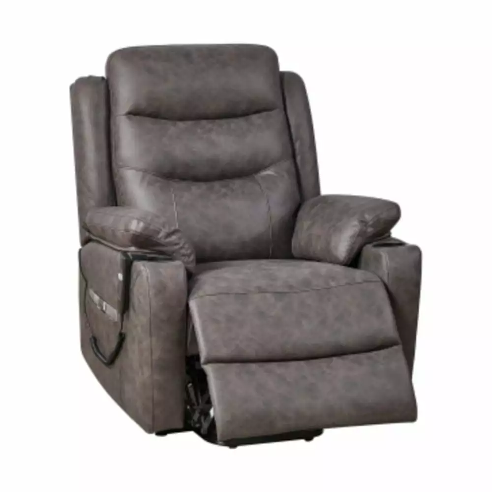 Liyasi Electric Power Lift Recliner Chair 3 Positions Suede Fabric Grey Cup Holders YRWL