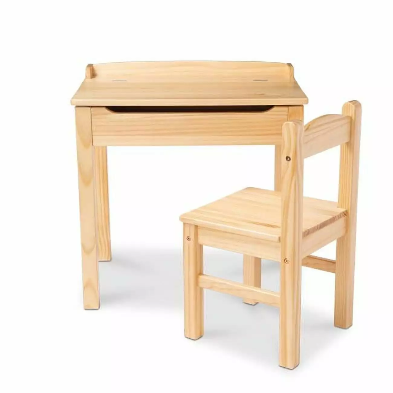Wooden Lift-Top Desk and Chair Set Honey Finish - Adjustable Student Writing Table Convenience Concepts