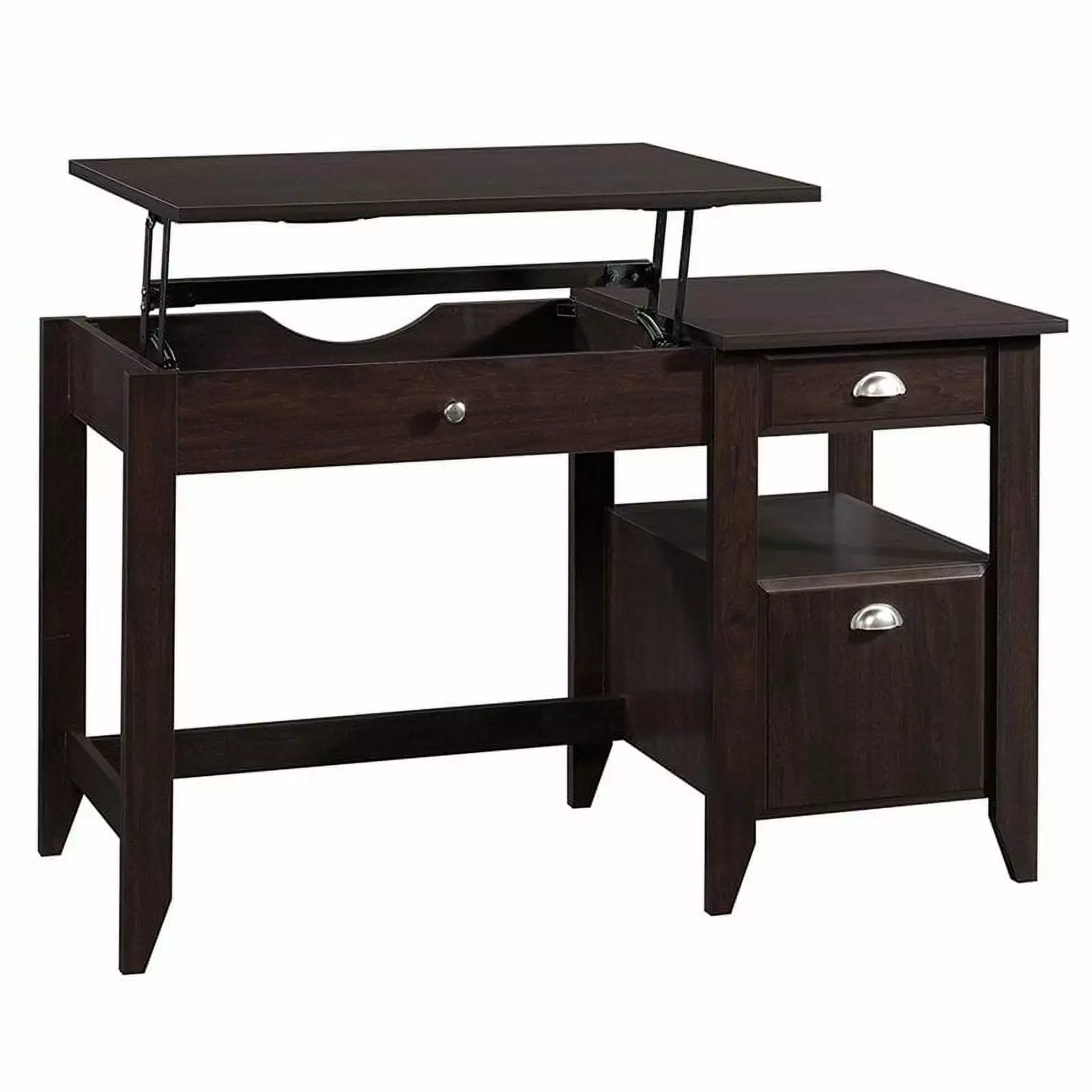 UrbanPro Lift Top Transitional Engineered Wood Desk Dark Wood
