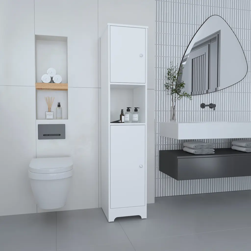 Brighton 1 Shelf Linen Cabinet White Particle Board Storage furniture max