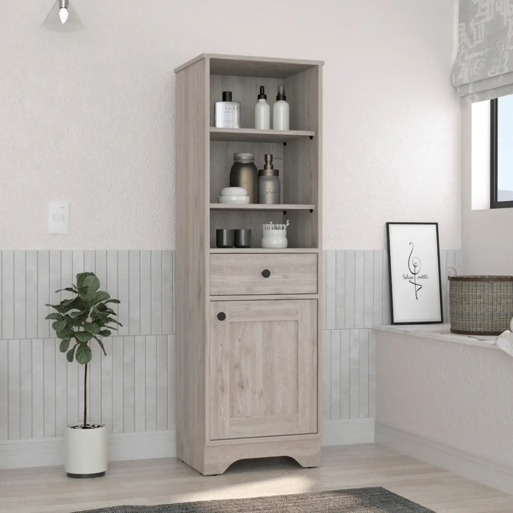 St. Clair Linen Cabinet Two Interior Shelves and Two Open Shelves Single Door rta mubles colombia