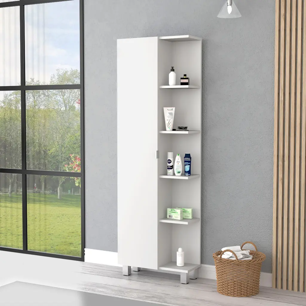 Los Angeles Linen Cabinet Five Shelves One Cabinet Divisions White Storage rta mubles colombia