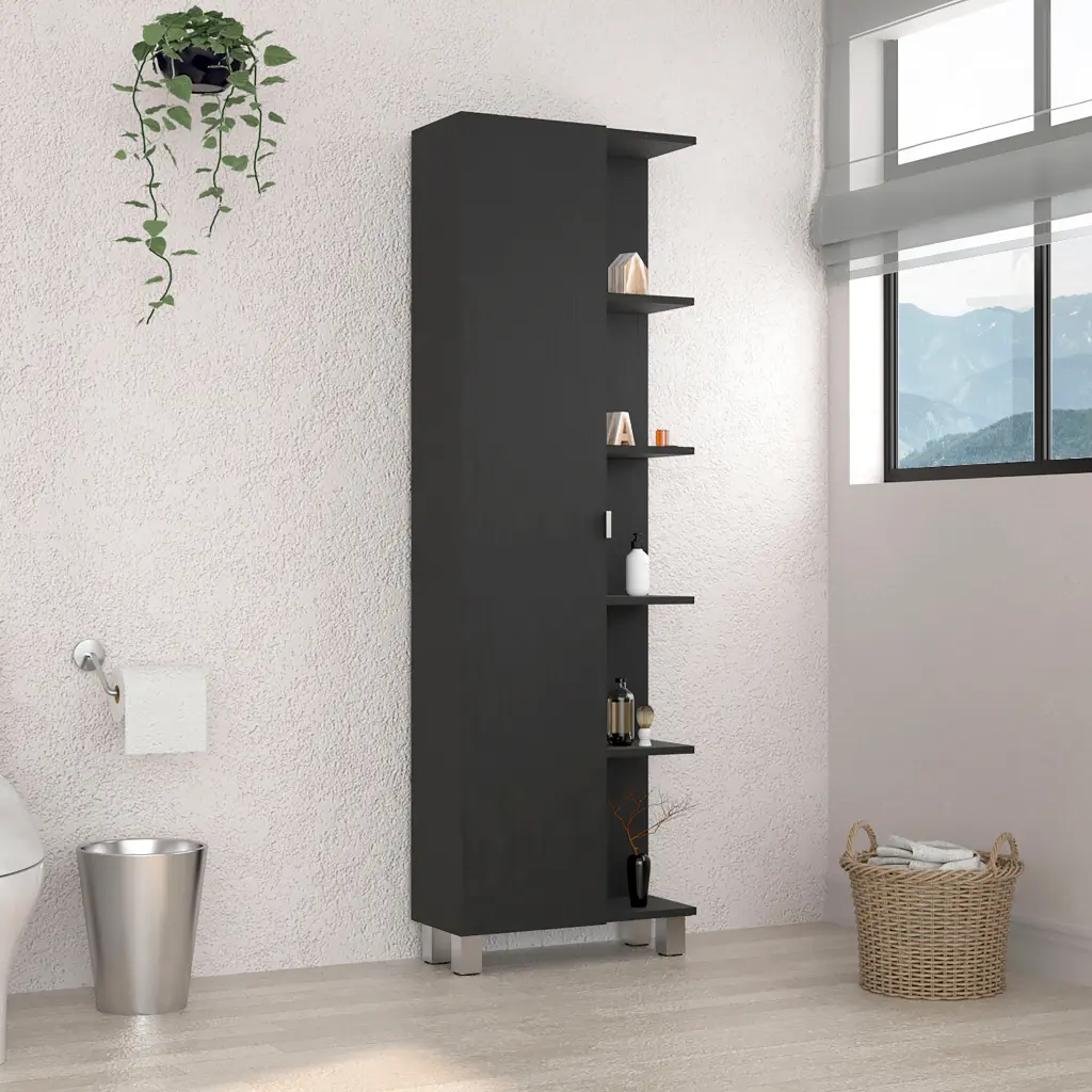Urano Mirror Linen Cabinet Four Interior Shelves Five External Shelves tuhome