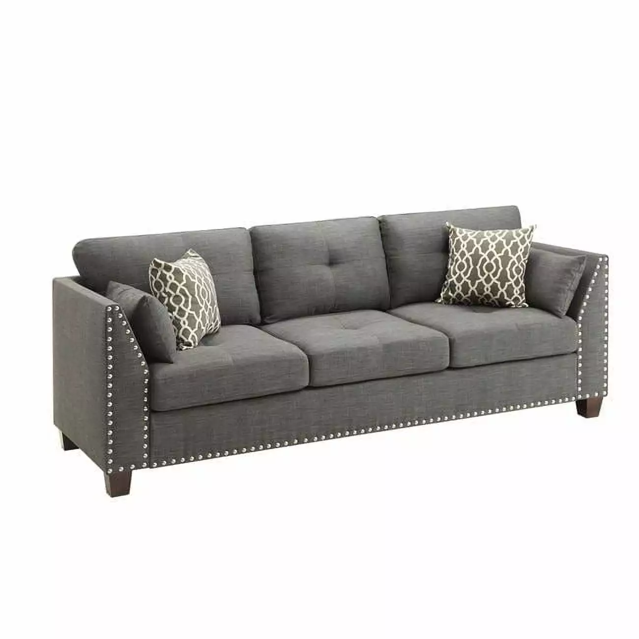 Sofa Light Charcoal Linen Eucalyptus Plywood Frame Modern Couch HomeRoots