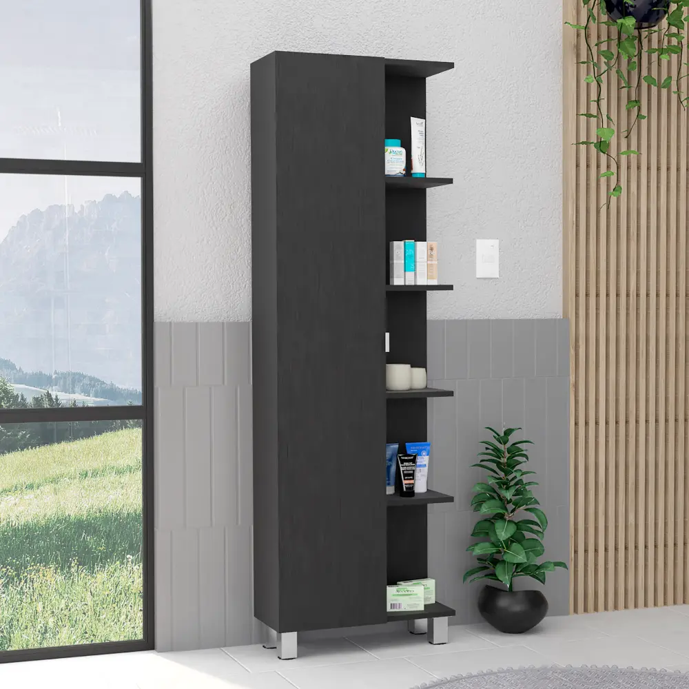 62H Linen Single Door Cabinet Five External Shelves And Four Interior Shelves rta mubles colombia