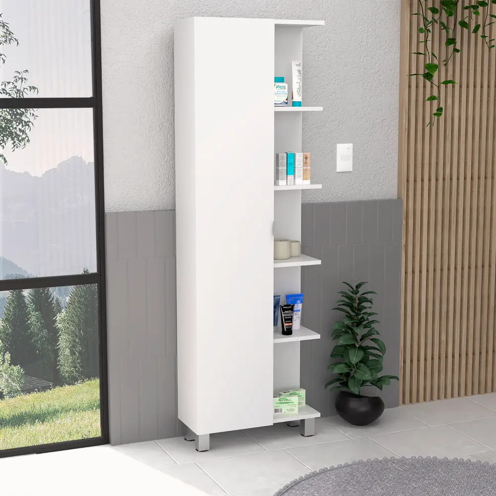 62 Inch Linen Single Door Cabinet 5 External and 4 Interior Shelves rta mubles colombia