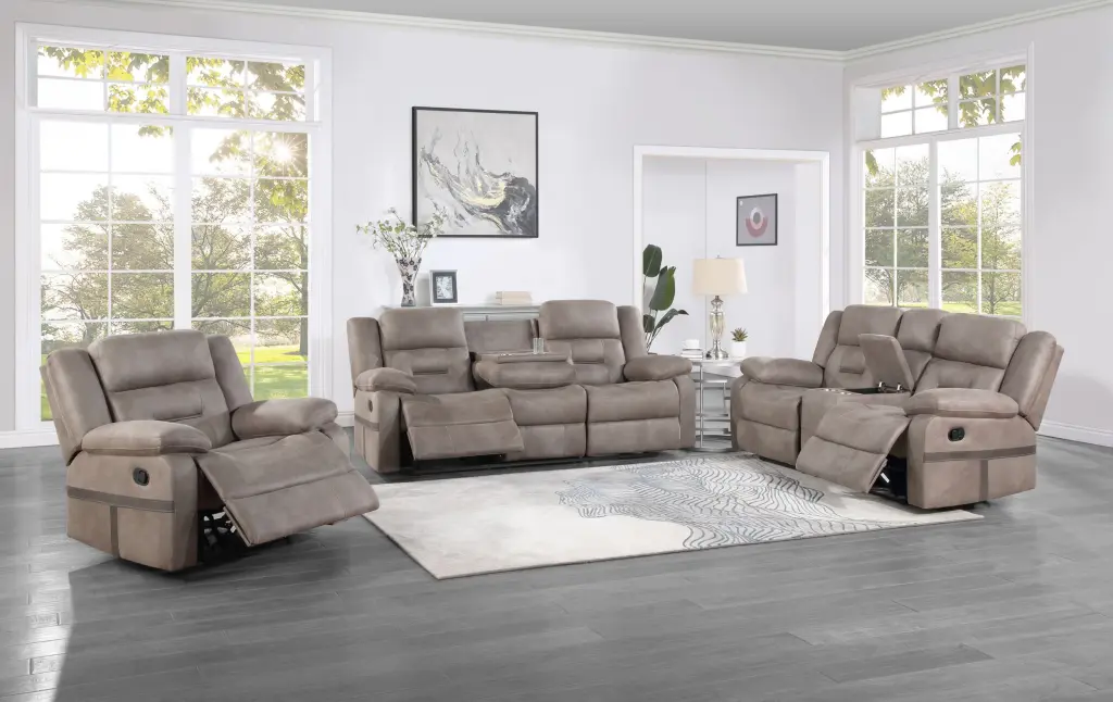 Abilene 3 Piece Upholstery Living Room Set Tan Light Brown Wood Sofa Loveseat Chair steve silver furniture