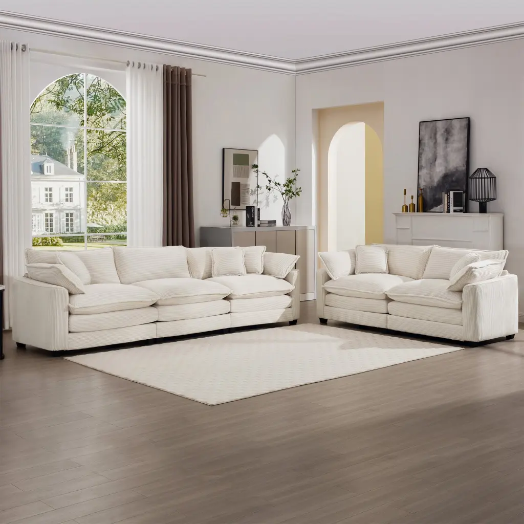 Modern Fabric Living Room Set 2 Sofas One 2 Seat Sofa and One Loveseat Sectional ui furniture