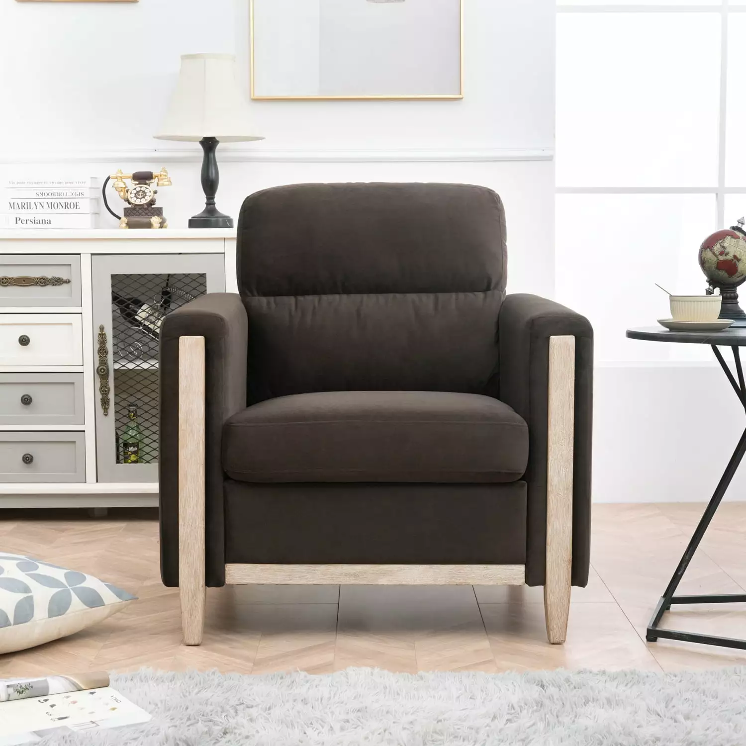 1 Seater Brown Modern Sofa Living Room - High-Quality Materials and Easy Assembly Ponnky