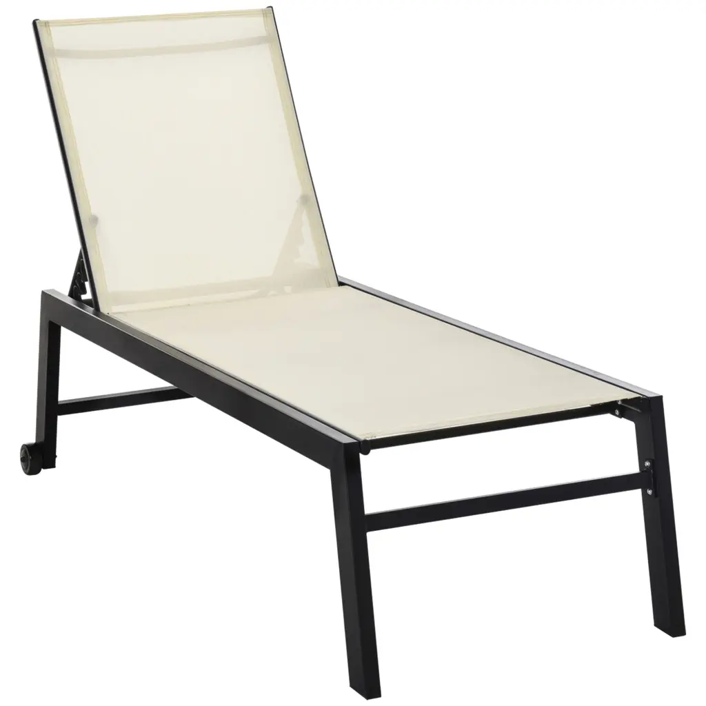 Outdoor Lounge Chair Patio Lounger 5 Position Reclining Backrest aosom business