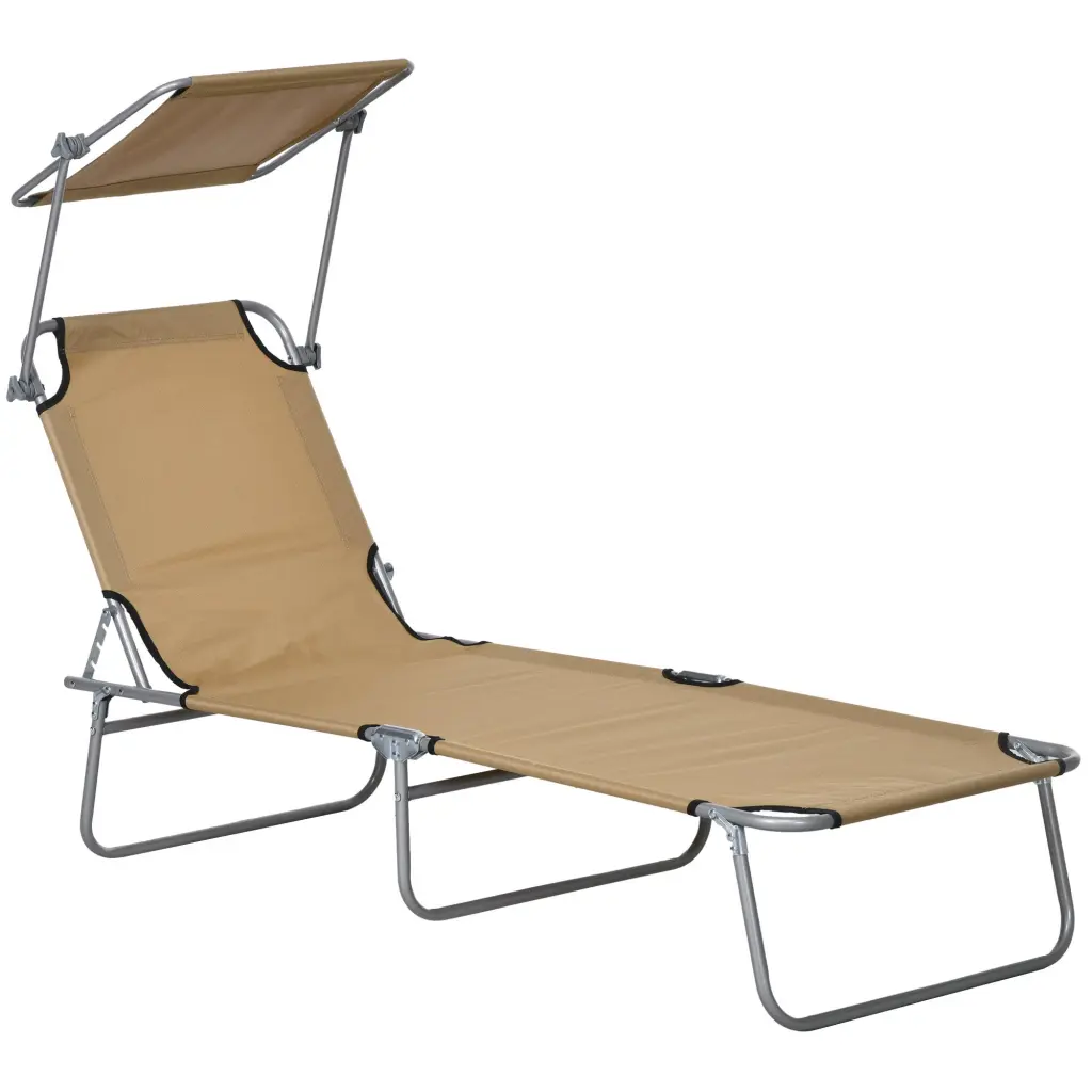 Outsunny Adjustable Folding Chaise Lounge Outdoor Chair Tan aosom business