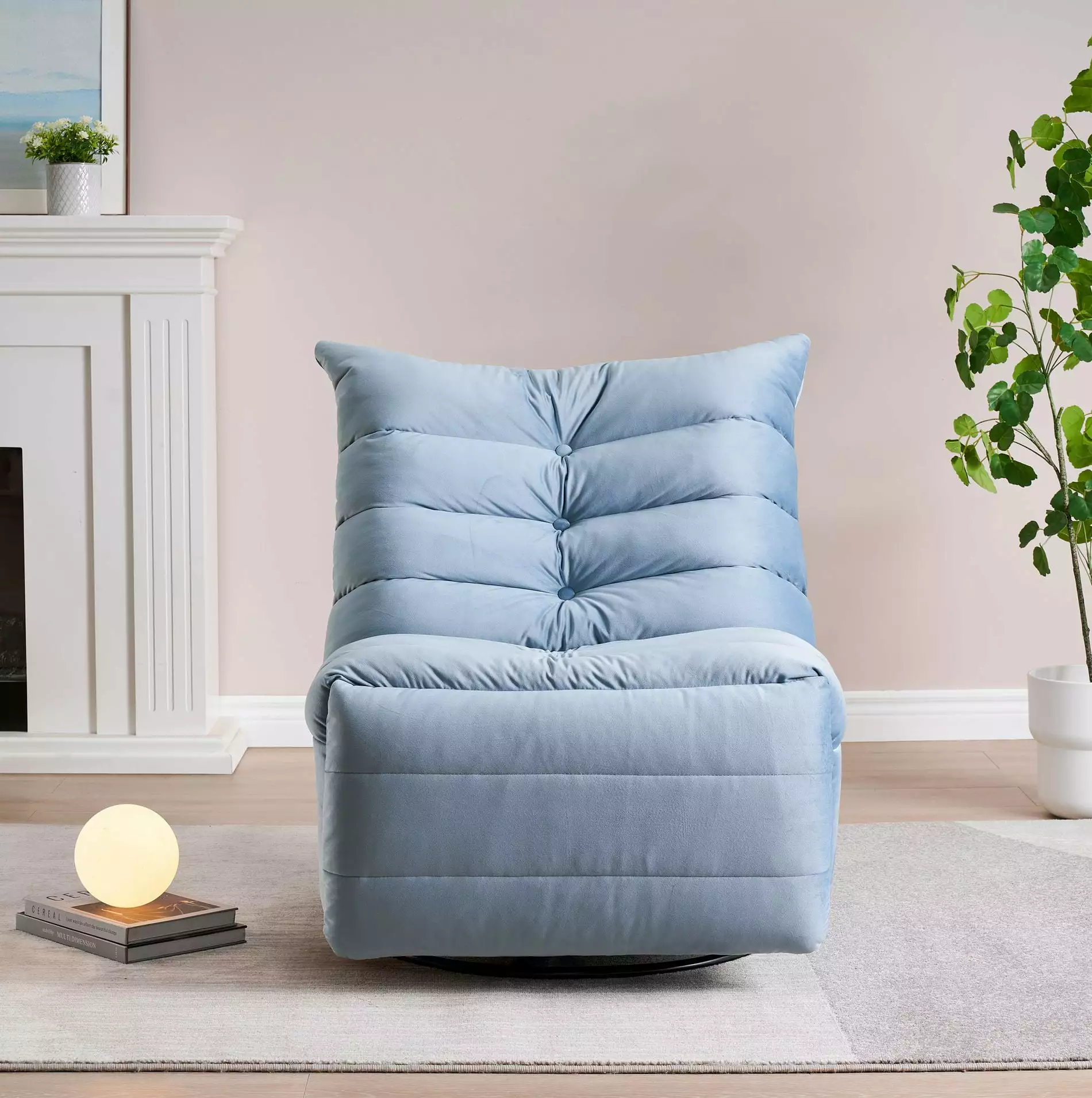 CoSoTower Lazy Chair Rotatable Modern Lounge Side Pocket Reading Chair Small Space