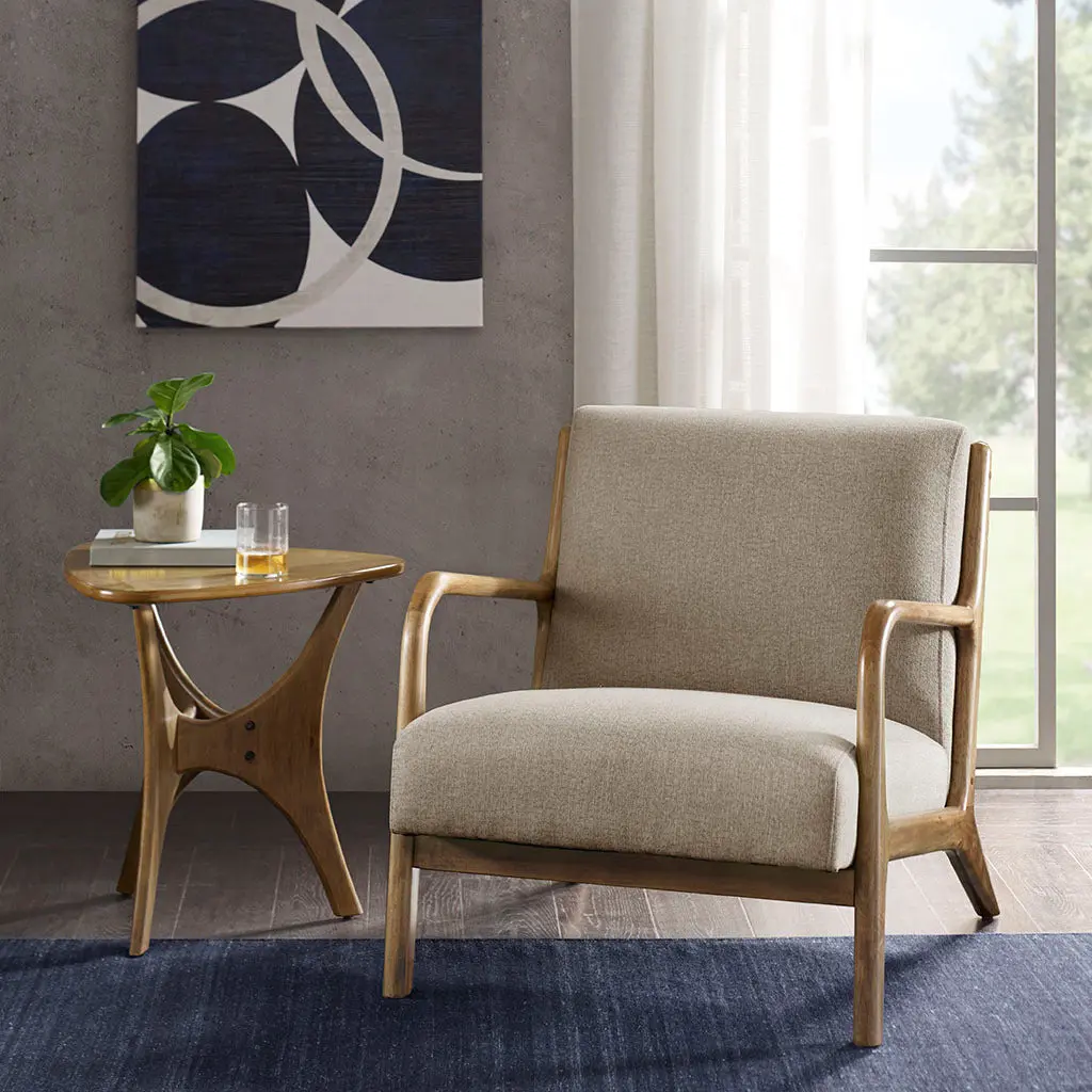 Lounge Chair Taupe Polyester Comfortable Seating jla