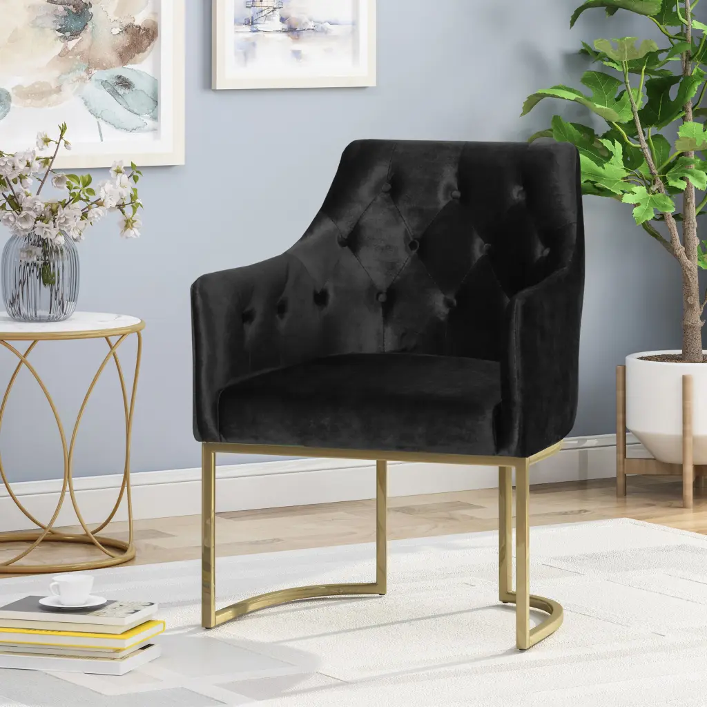 Club Chair Black Altay Velvet Comfortable Lounge Chair Home nh-perfect home