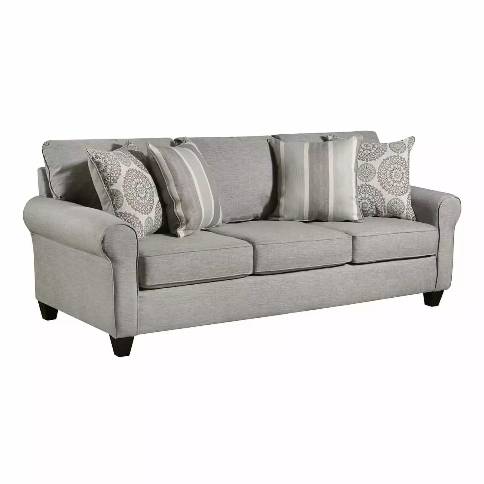 Amelia Sofa Accent Pillows Gray Plush Comfortable Seating Behold Home