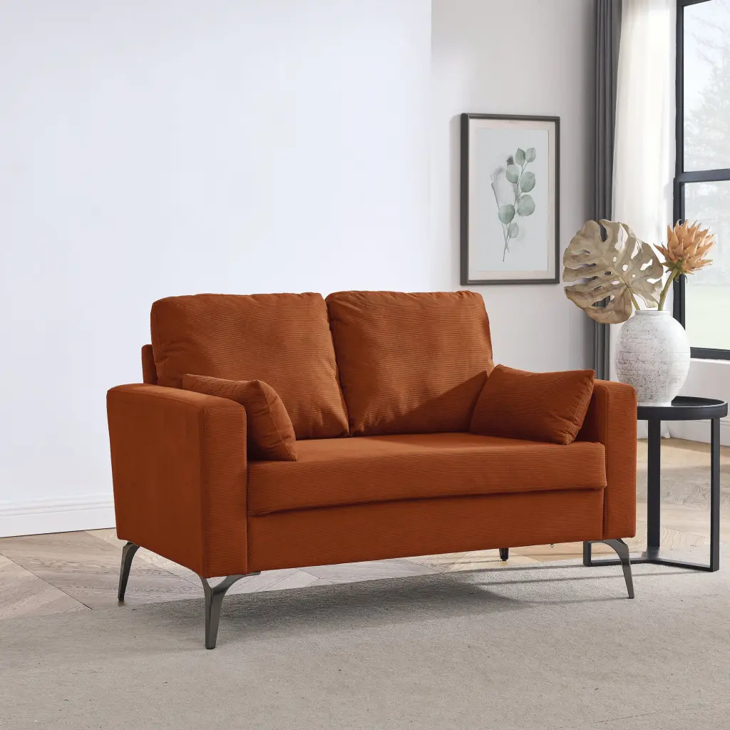 Loveseat Living Room Sofa Square Arms And Tight Back Two Small Pillows chuangyuan smart home