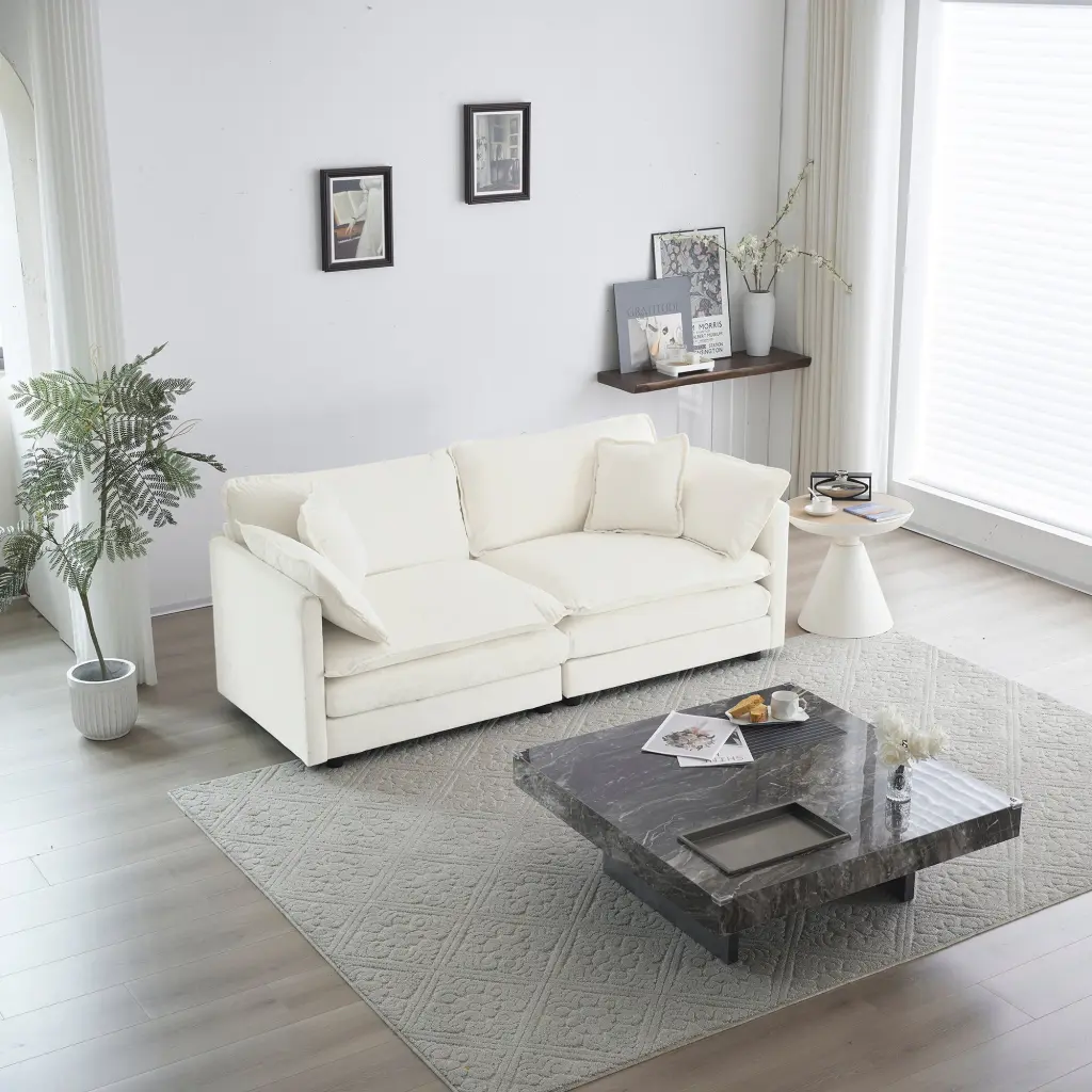 Modern Fabric Loveseat Sofa Couch Living Room Upholstered Large Seating ui furniture