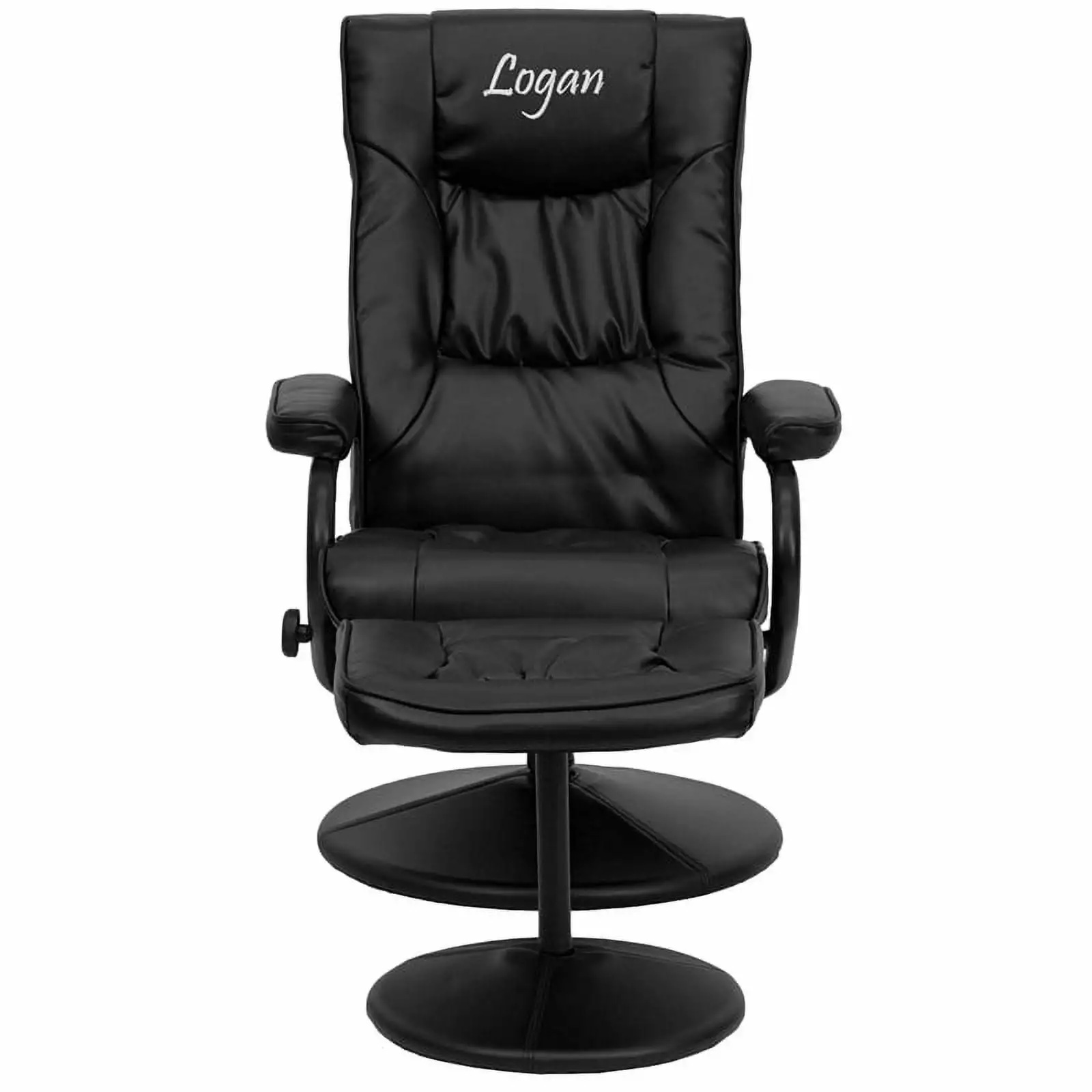 Personalized Contemporary Multi-Position Recliner and Ottoman Black LeatherSoft Flash Furniture