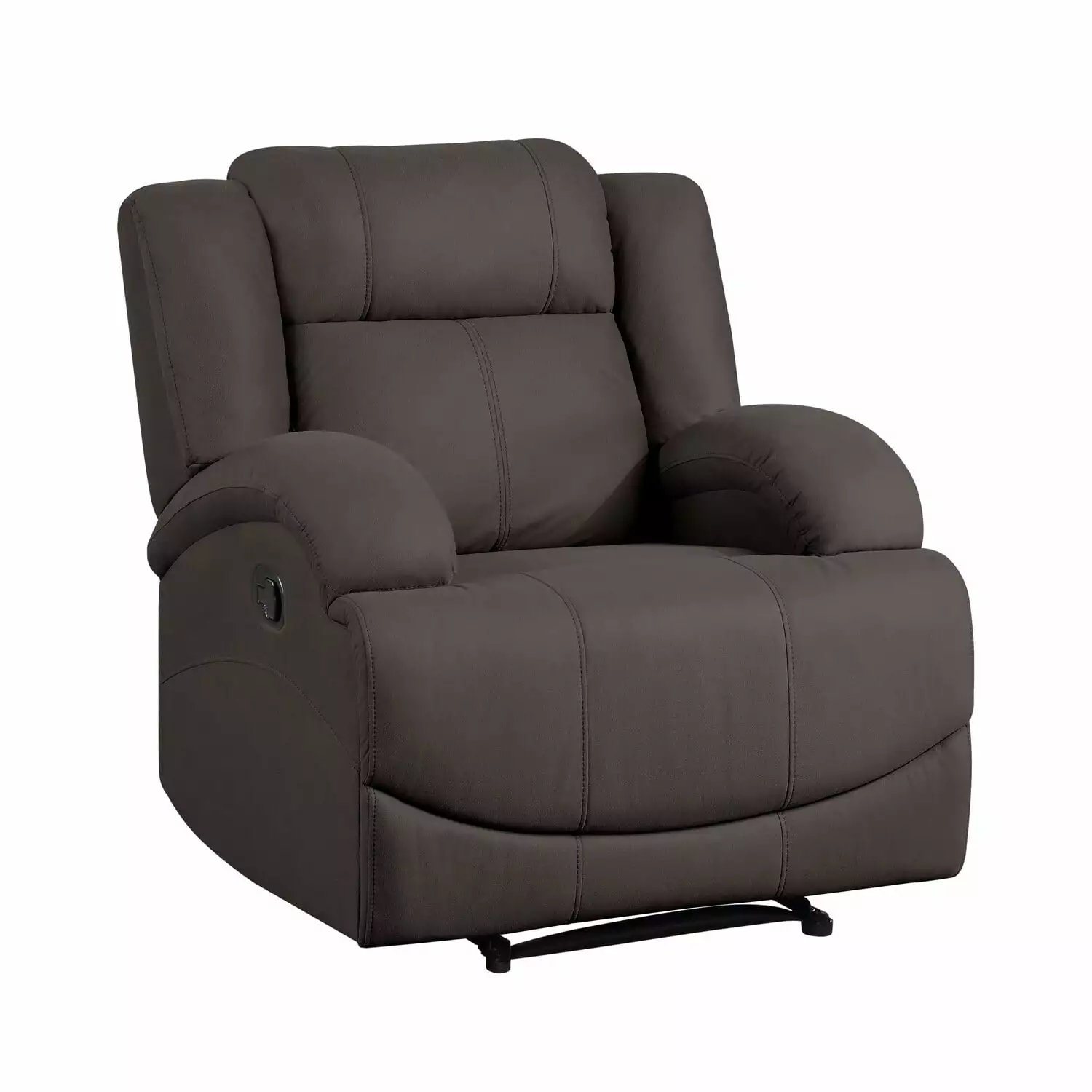 Benjara Kate 37 Inch Manual Recliner Chair Brown Microfiber Cushions