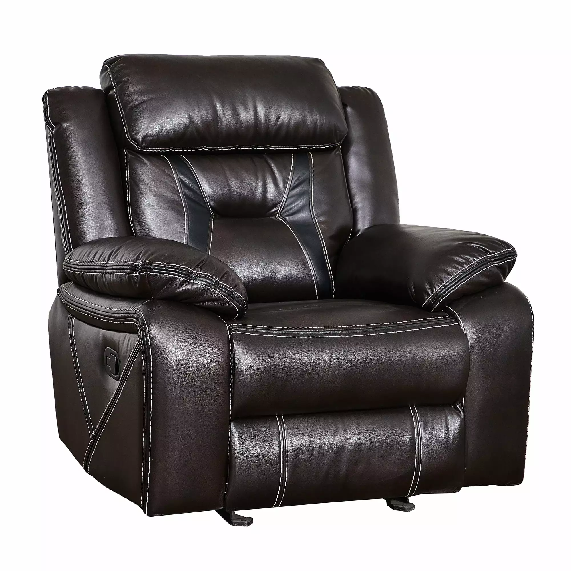 DeeHome Manual Puller Recliner Faux Leather Brown - Compact Living Room Furniture