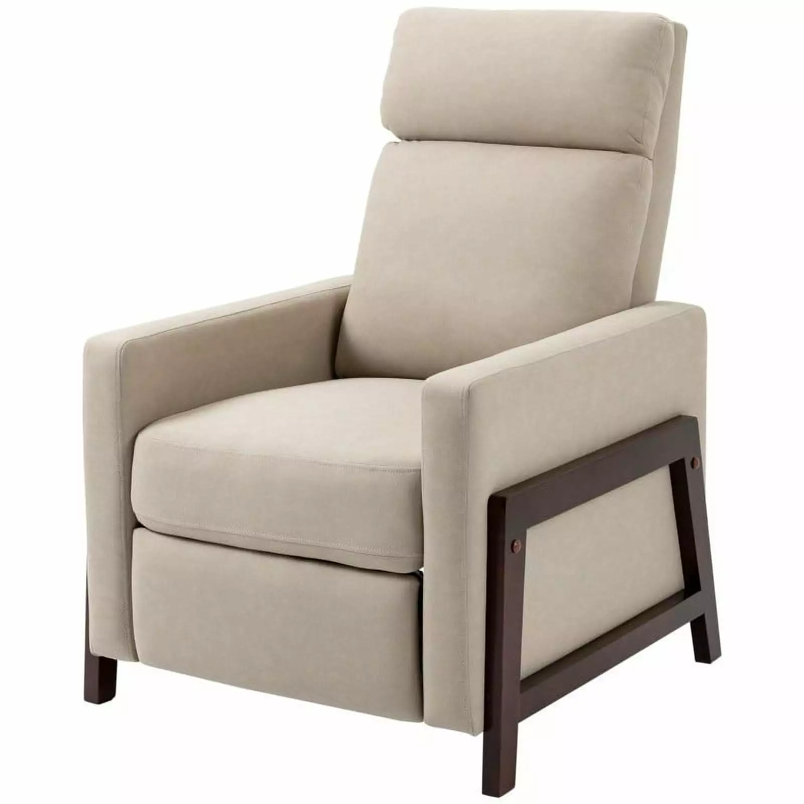 Modern Upholstered Manual Reclining Sofa Chair Armrest and Footrest Grey Fast Furnishing