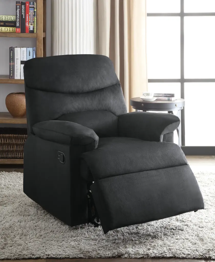 Black Recliner Pillow Top Arm Black Manual Handle Metal Base furniture max