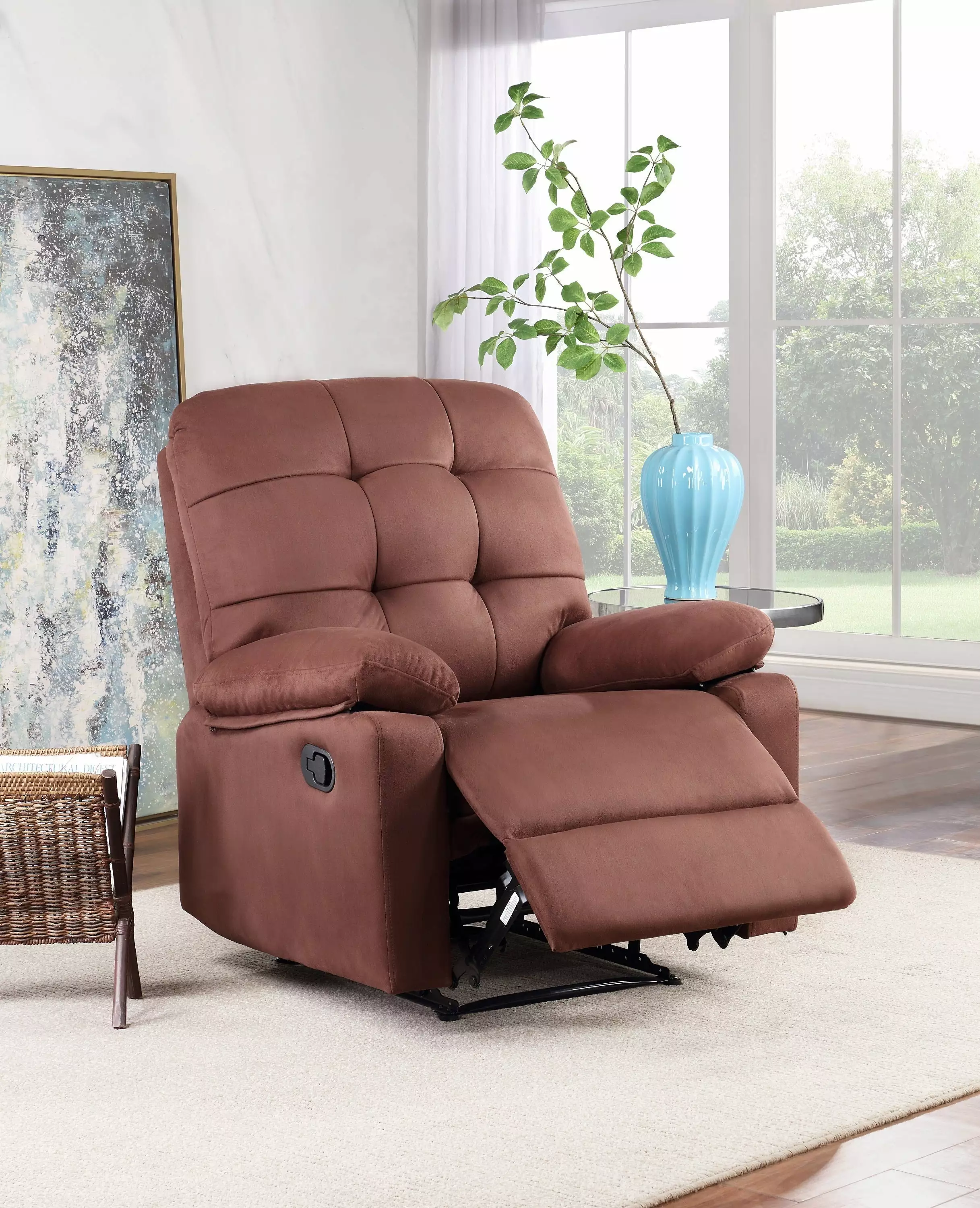 Debi Plush Microfiber Motion Recliner Chair Chocolate Go Green Woods