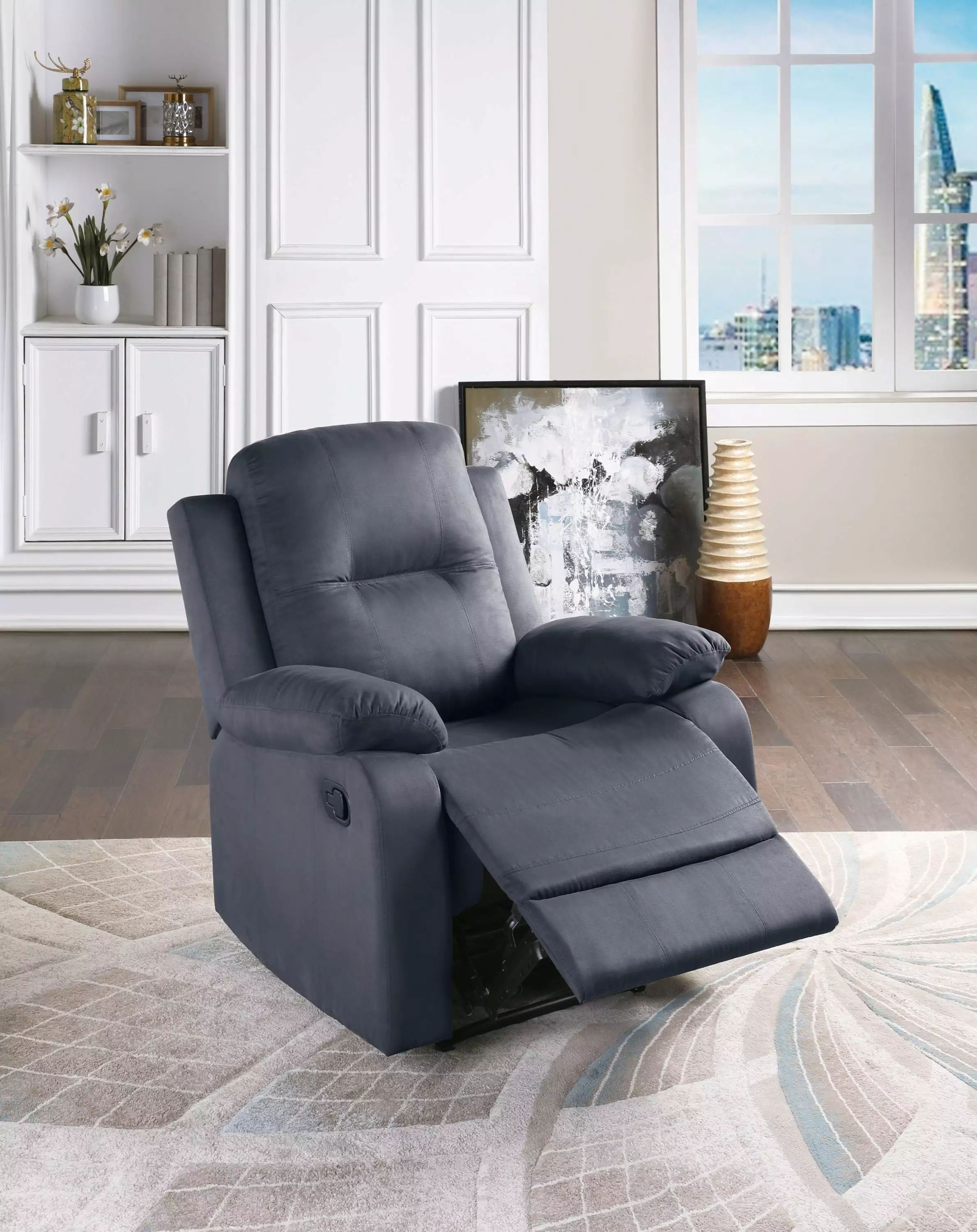 Freda Microfiber Motion Recliner Ebony Go Green Woods