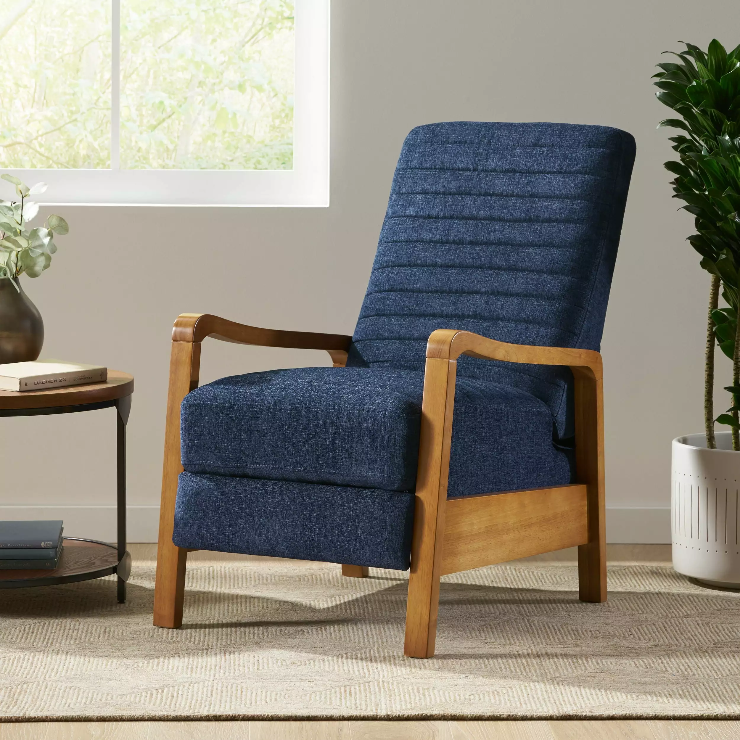 Fabric Wood Hand Manual Club Recliner Living Room Jamini