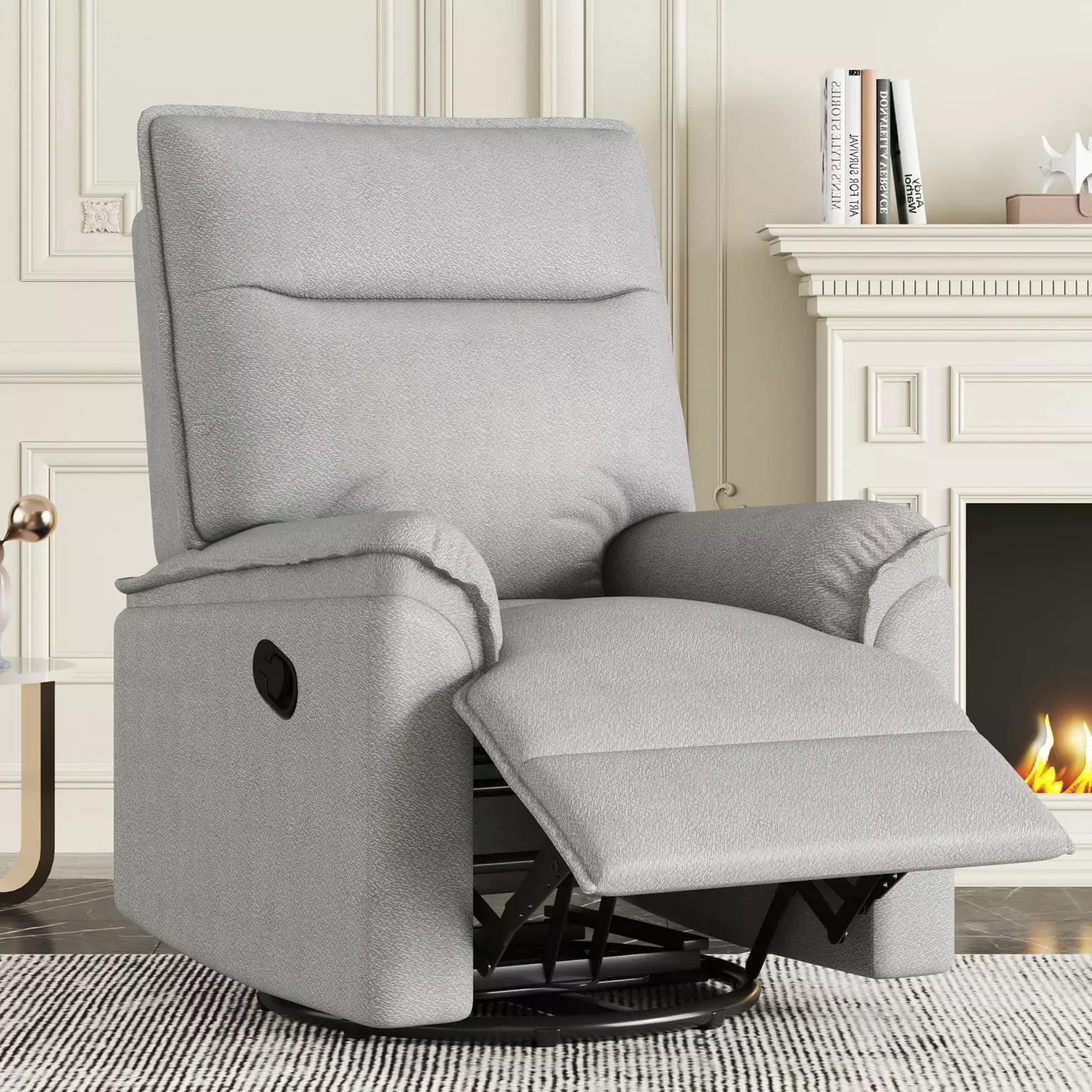 Miekor Furniture 360 Degree Swivel Upholstered Manual Recliner Chair Theater Recliner Sofa Grey