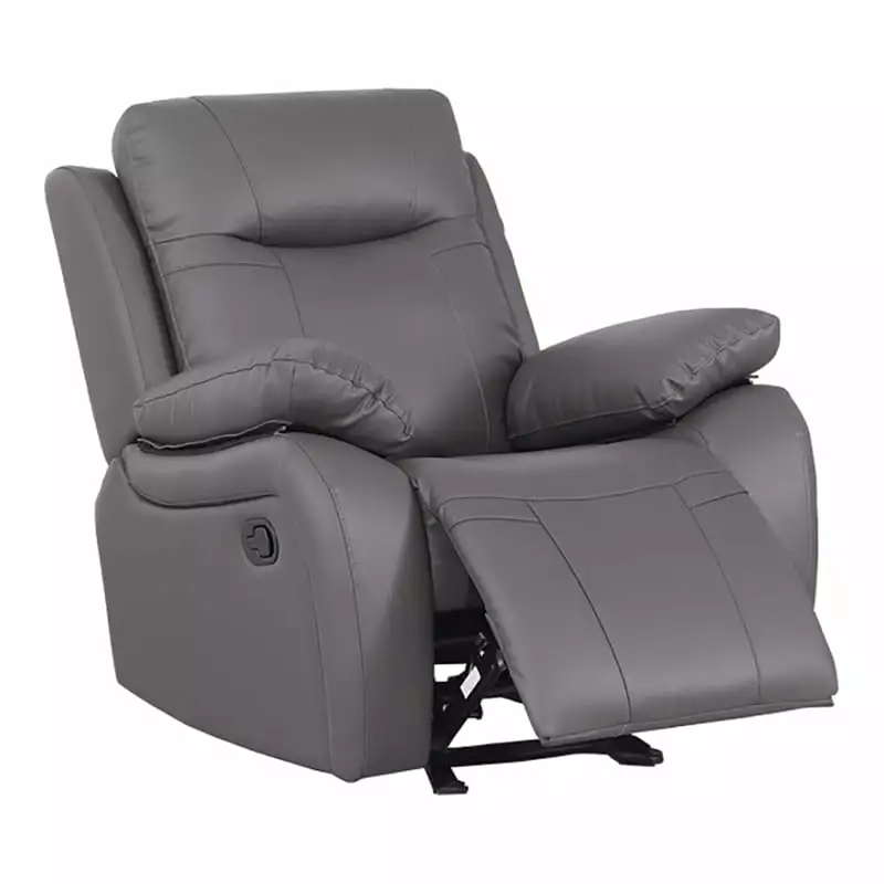 Pemberly Row Manual Faux Leather Recliner Couch Arm Chair Gray Living Room