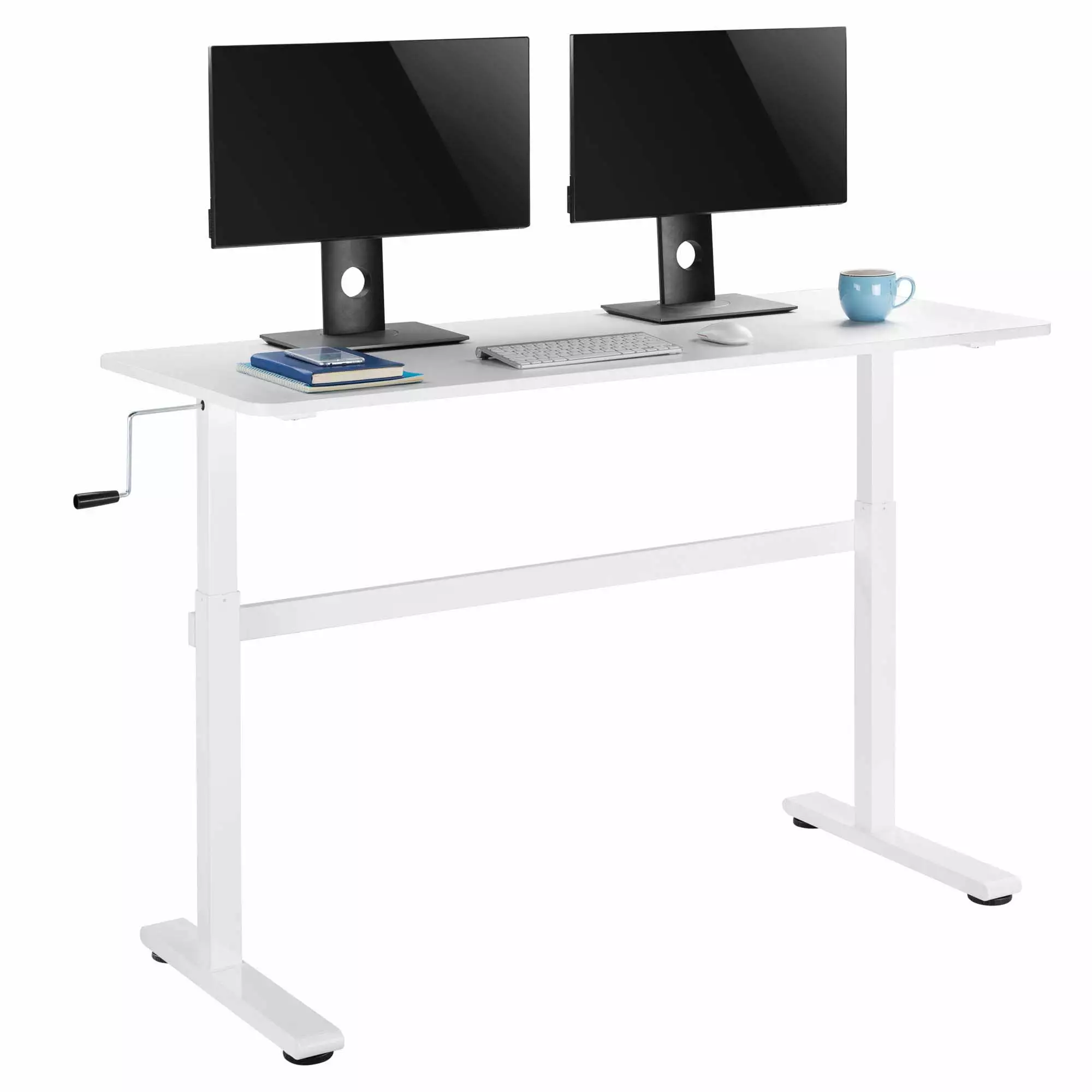 Stand Steady Tranzendesk 55 Inch Standing Desk Crank Height Adjustable Sit Stand Workstation White Ergonomic Office Desk