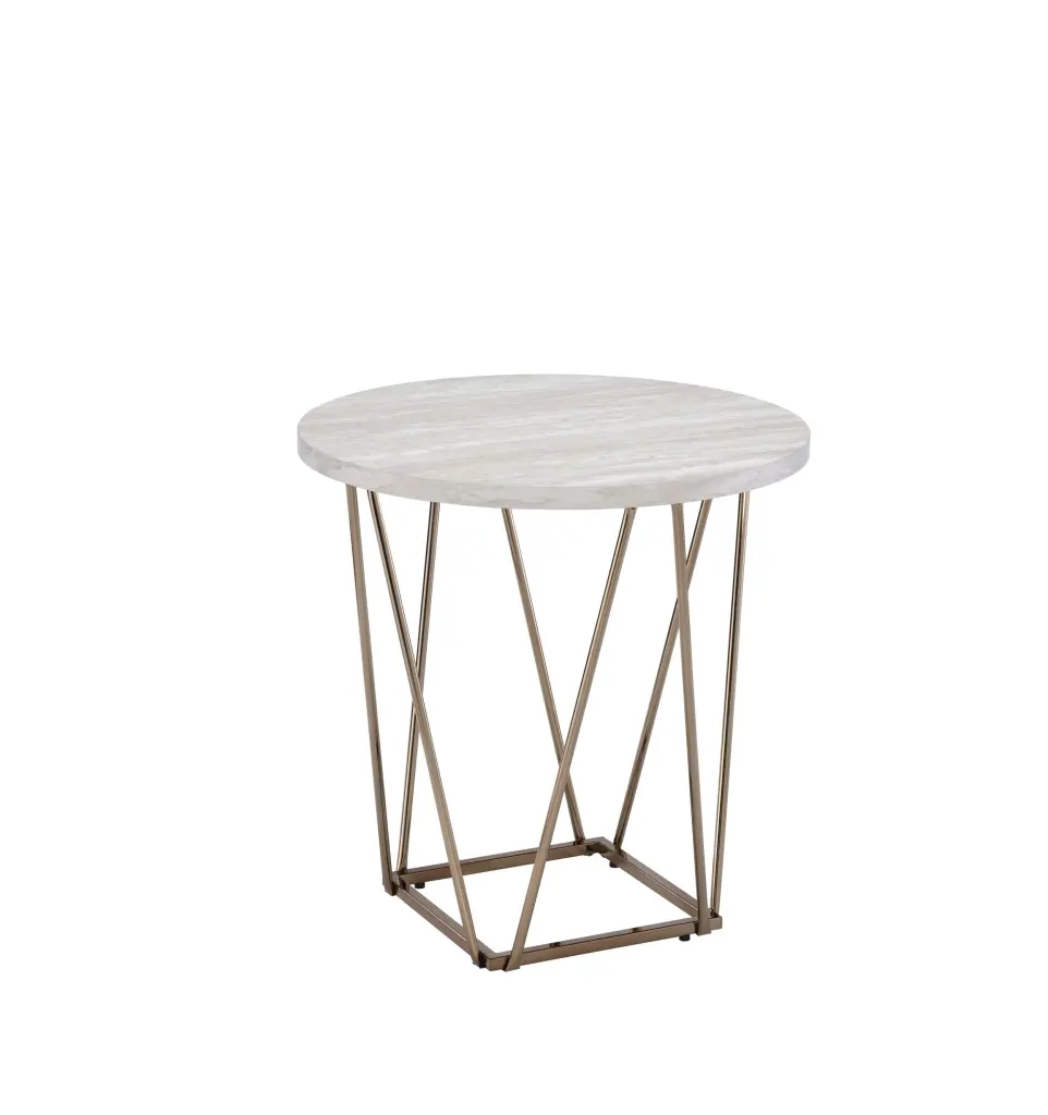 Rowyn Faux Marble Top End Table Gray Wood Side Table steve silver furniture