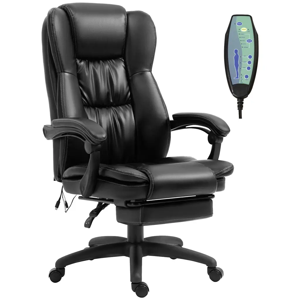 High Back Massage Office Chair 6 Point Vibration and 5 Modes Executive Comfort aosom business
