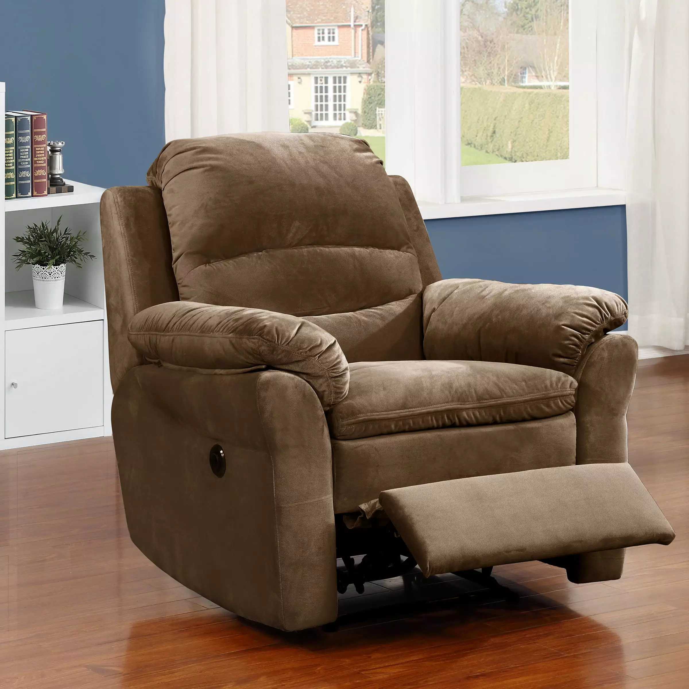 AC Pacific Felix Electric Recliner Chair Lumbar Massage Tawny Brown