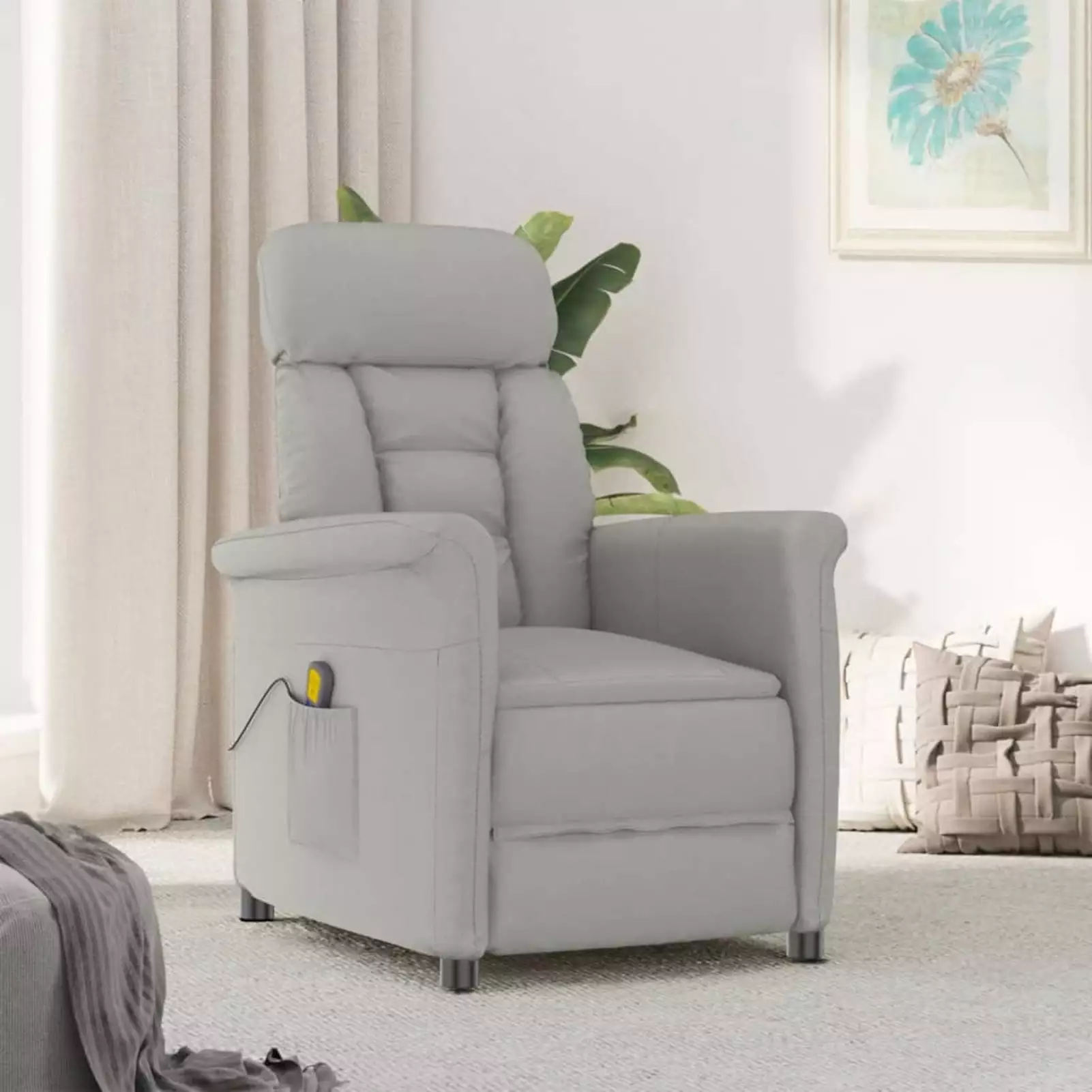 Aibecy Massage Recliner Grey Faux Suede Leather Heat Function