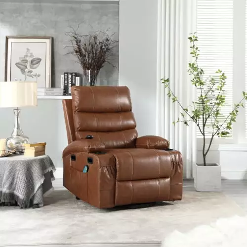 21seat Width Large Size Electric Power Lift Recliner Chair Elderly - 8 Point Vibration Massage and Lumbar Heat - Cozy Fabr...