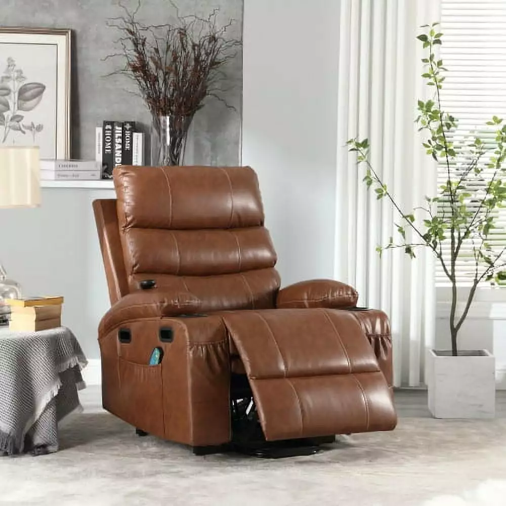 21seat Width Large Size Electric Power Lift Recliner Chair Elderly - 8 Point Vibration Massage and Lumbar Heat - Cozy Fabr...