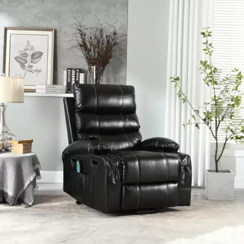 21seat Width Large Size Electric Power Lift Recliner Chair Elderly - 8 Point Vibration Massage and Lumbar Heat - Cozy Fabr...