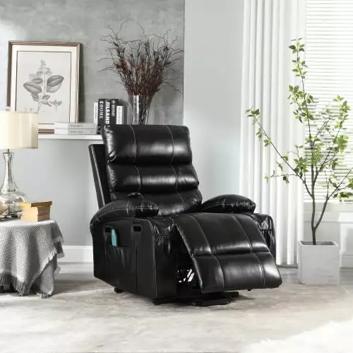 21seat Width Large Size Electric Power Lift Recliner Chair Elderly - 8 Point Vibration Massage and Lumbar Heat - Cozy Fabr...
