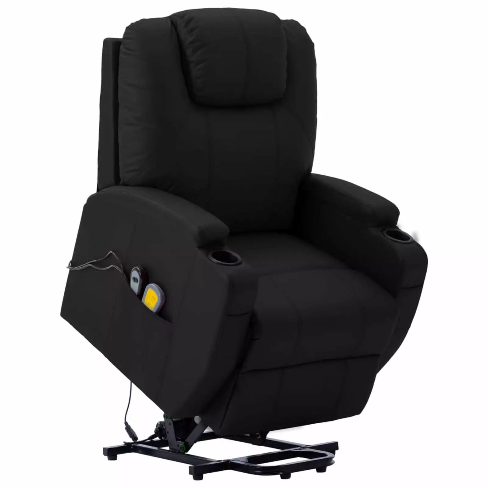 Anself Massage Recliner Backrest Adjustable Lift Chair Faux Leather Black Elderly