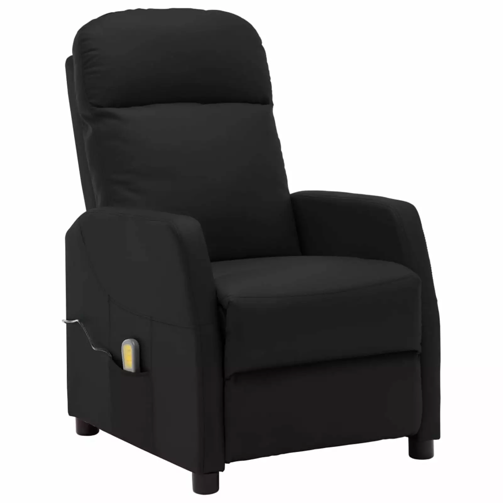 Anself Massage Reclining Chair Adjustable Footrest - Faux Leather Sofa Chair 6 Massage Points - Black Elderly Living Room